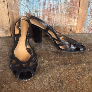 Tahari Drew Black Strapy Heels